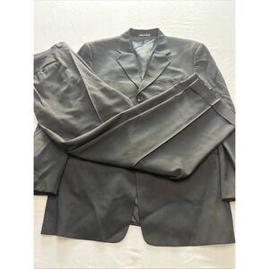 Armani Collezioni Men's Black Lana Wool Designer Italy Suit 42R